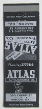 Atlas Auto Finance Co. - Macon, Georgia 20 Strike Bank Matchbook Cover GA - £1.51 GBP