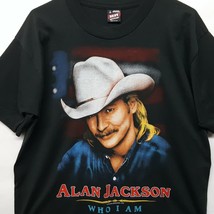Vtg 1994 Alan Jackson Country Music Who I Am 90s T Shirt Black Sz L USA Made - £35.59 GBP