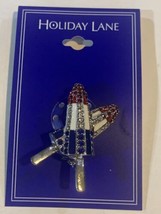 Holiday Lane Silver-Tone Red White &amp; Blue/Pavé Popsicle Pin Brooch NWT $24.50 - £6.77 GBP