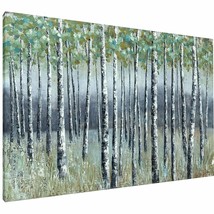 NdcSkyArt Birch Tree Wall Art for Living Room Bedroom Decor, Green Leaves 28x40 - £49.84 GBP