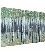 NdcSkyArt Birch Tree Wall Art for Living Room Bedroom Decor, Green Leave... - £49.07 GBP