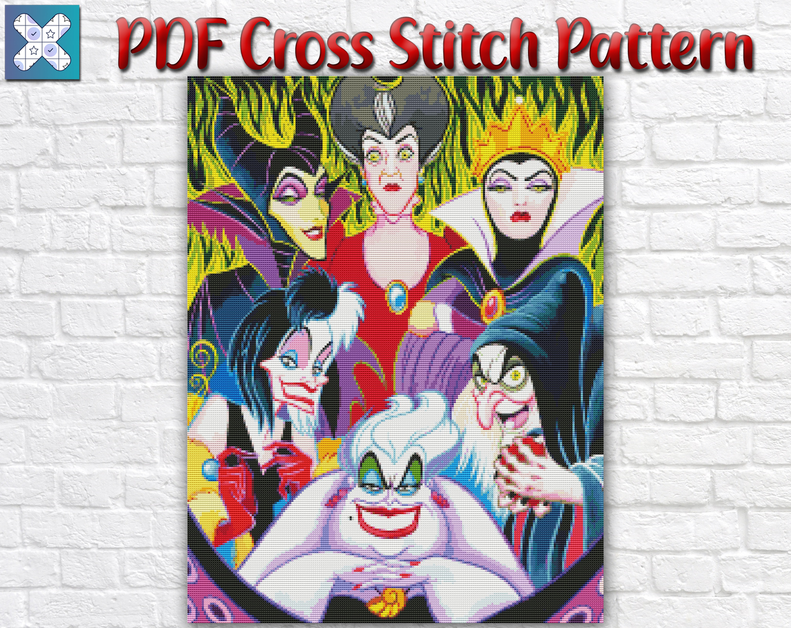 Disney Villains Princess Characters Counted PDF Cross Stitch Pattern Needlework