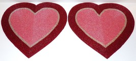 NEW PAIR OF ISAAC MIZRAHI BEADED VALENTINES DAY HEART 15&quot; PLACEMATS/CHAR... - £40.41 GBP
