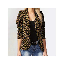 Leopard Print Topper Duster   Collared Long Sleeves Pockets - £23.93 GBP