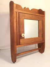 Vintage Solid Wood Antique Bathroom Cabinet Mirror Towel Bar Primitive Americana - £169.31 GBP