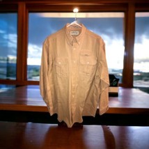 Orvis Button Up Shirt Mens Medium Long Sleeve Cotton Tan Khaki Button Up... - $27.22