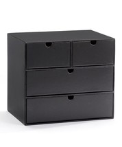 4 Drawer Organizer Office Study Matte Black  9" Long 8" High Cardboard Workspace