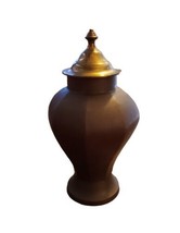 Vintage Solid Brass Urn Vase Ginger Jar Container Decor Lid Made in Indi... - $46.71