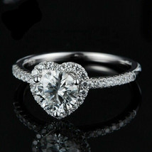 14k White Gold Engagement Ring 2.09Ct White Heart Cut Diamond Simulated Size 5 - £185.58 GBP