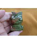 (Y-BIR-OW-732) Green orange OWL bird gemstone figurine carving I love OW... - £13.97 GBP