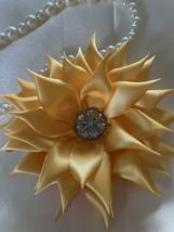 HANDMADE BRIGHT YELLOW KANZASKI FLOWER FOR BROOCH, CORSAGE OR HEADBAND - $11.88