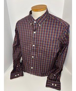 Duluth Trading Wrinkle Fighter Men&#39;s Shirt Size L Tall Red Blue Plaid Po... - $32.31 CAD