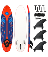 6&#39; Surfboard Inflation-Free Long Surfing Board with Safety Leash Red - $3,063.65 MXN