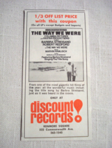 1974 Ad Discount Records, Boston The Way We Were Record Featured - £6.18 GBP