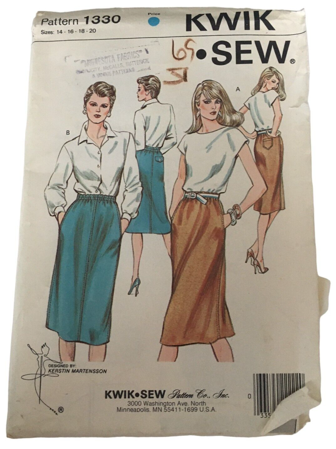 Kwik Sew Sewing Pattern 1330 Skirt Work Career Size 14 16 18 20 Pocket Uncut - $5.99
