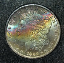 1880/79-CC Silver Morgan Dollar NGC MS64* Star Wow Rainbow Tone &amp; Error SAM19 - £3,462.80 GBP