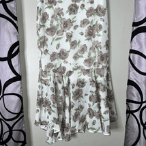 Floral chiffon midi skirt with ruffle hem - $13.72