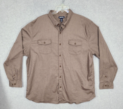 Lands End Men&#39;s Button Up Shirt Long Sleeve Traditional Fit XXL Brown - £13.37 GBP