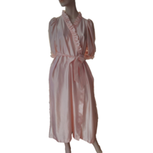 Vtg JCPenney Misses Robe Lg Pink Long Length Short Sleeves Beth Michaels... - $28.00