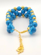 Handmade Bracelet-Adjustable Bracelet-Blue Bracelet with Charm - £9.49 GBP