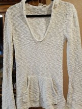 Roxy Sweater Womens Size S Ivory Cotton Hoodie Pullover Sweater Vneck Po... - £12.66 GBP