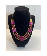Necklace Women&#39;s Jewelry Purple Clay Beads Art Deco Multi Strand Vintage... - £21.36 GBP