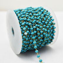 Natural Turquoise 925 Sterling Silver Wire Wrapped Rosary Beaded Chain S... - $28.63+