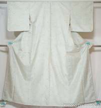 Retro Baby Blue &amp; White Komon Kimono - Made in the Style of Oshima Tsumugi - Eve - £36.19 GBP