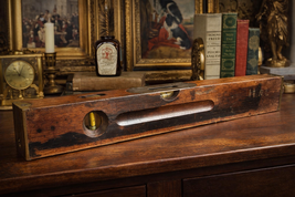 Antique Brass Bound Mahogany Spirit Level – 19th Century Surveyor Tool - $220.50