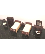 Renwal 8 Piece JOLLY TWINS Bedroom Set Vintage Plastic Dollhouse Furnitu... - $564.31 MXN
