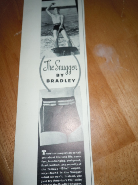 Vintage The Snugger Men&#39;s Bathing Suite by Bradley Print Magazine Advert... - $4.99