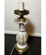 Vintage Hand Painted Glass Lamp Base Pink Green White Floral - £87.63 GBP
