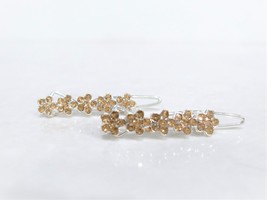 Two small tiny gold  crystal flower hair pin clip barrettes fine hair - £9.55 GBP