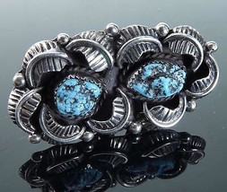 Sz7.5 22.8 Gram Large Navajo Sterling/Turquoise Ladies ring - £213.69 GBP