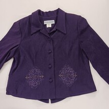 Jessica Howard Women's Purple Embossed Blazer Jacket Open Back Collared Size 14 image 12