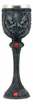 Medieval Wizard&#39;s Blood Alchemy Tall Twin Dragons Wine Goblet Chalice 6oz - $22.99