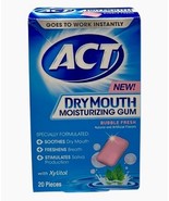 ACT Dry Mouth Moisturizing Gum Bubble Fresh with Xylitol, 20 Pieces, NEW... - $34.28 CAD