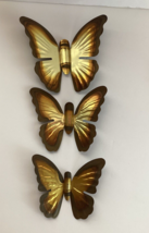 Vintage Set of 3 Metal Homco Butterfly Wall Hangings Brass Gold (READ) - £7.09 GBP