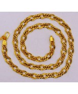 22 Kt 22 inches Yellow Gold Hollow Figaro Link Chain Authentic Unisex Je... - £3,783.22 GBP