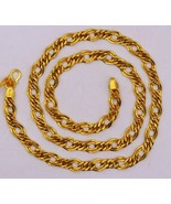 22 Kt 22 inches Yellow Gold Hollow Figaro Link Chain Authentic Unisex Je... - €4.091,37 EUR