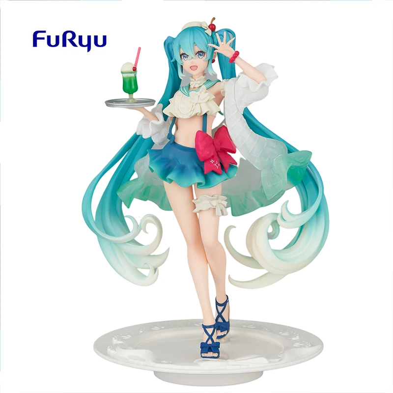 Original Anime Figure 18Cm FuRyu Vocaloid Hatsune Miku Figuras Anime Sce... - $48.69