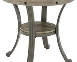 Franklin Dining Powell Side Table In Rustic Wood And Pewter Metal. - $189.97