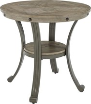 Franklin Dining Powell Side Table In Rustic Wood And Pewter Metal. - £148.60 GBP