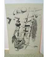 Vtg 1987 Original Ink Drawing Of Xoe Povi 16&quot;L x 10&quot;W Signed Arlene Achu... - £93.45 GBP