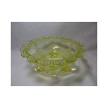 Antique Eapg Canary Yellow Footed Bowl Dish 19c Daisy Flower Rim Flint Glass Vtg - £118.37 GBP