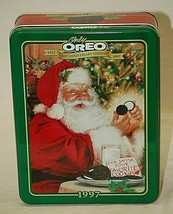 Nabisco Oreo Cookie Tin Box Canister Xmas Advertising 1997 Christmas Memories - $21.77