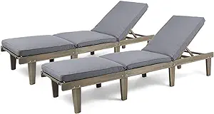 Christopher Knight Home Alisa Outdoor Acacia Wood Chaise Lounge (Set of ... - £370.21 GBP