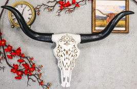 Large 27 Inch Long Legacy Longhorn Cow Black and White Tattoo Design Fig... - £54.88 GBP