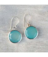 Solid 925 Sterling Silver Aquamarine Gemstone Anniversary Earrings Gift ... - $50.52