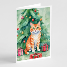 Cheetoh Cat By the Christmas Tree Greeting Cards Pack of 8 - $21.77